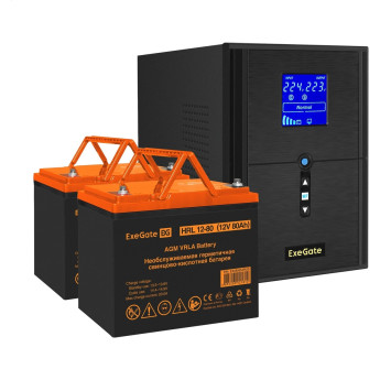 Комплект EXEGATE ИБП EX295989RUS + батарея 80Aч EX285654RUS 2шт